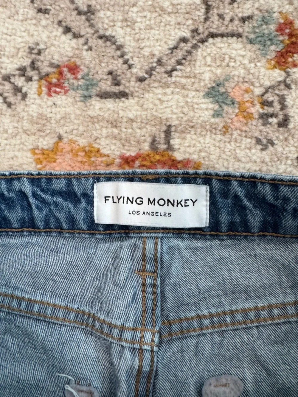 Flying Monkey Distressed Boyfriend Jeans - Blue